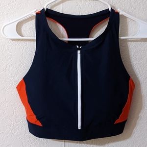Athleta Front Zip Racerback Support Sports Bra M